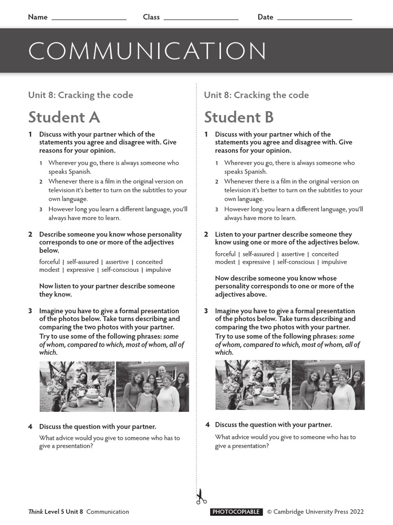 Thk2e BrE L5 Communication Unit 8 | PDF | Linguistics | Human Communication