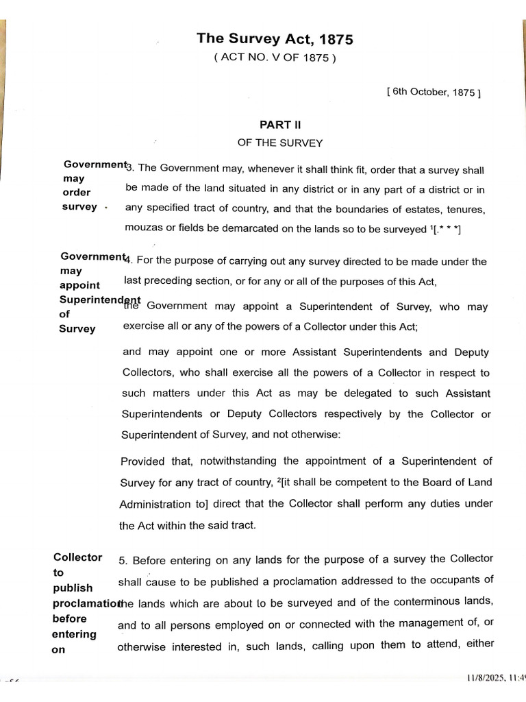 The Survey Act 1875 | PDF