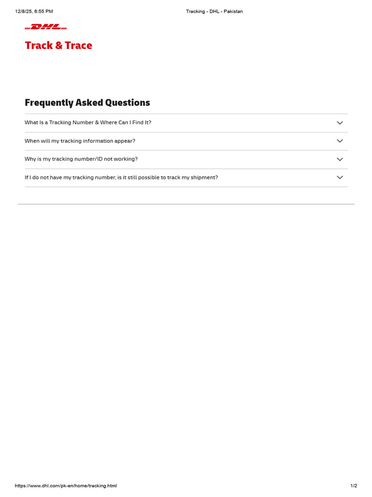 DHL Pakistan Shipment Tracking Guide | PDF