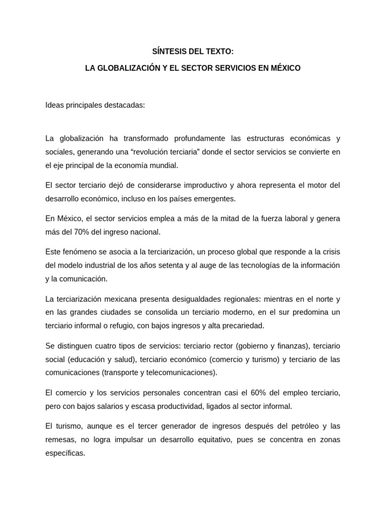 Globalización y Servicios en México | PDF | México | Globalización