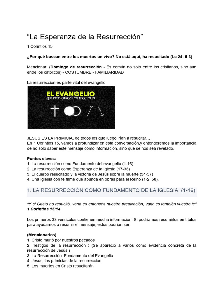 La Resurrección: Esperanza y Fundamento | PDF | La resurrección de ...