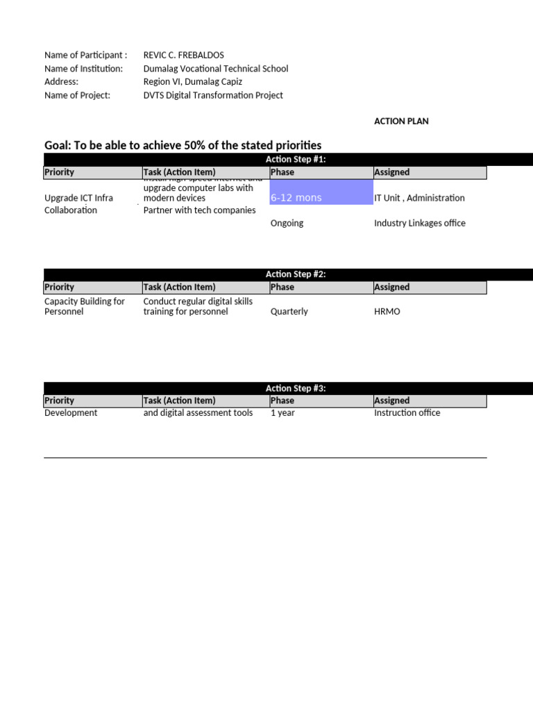 Action Plan Template | PDF | Project Management