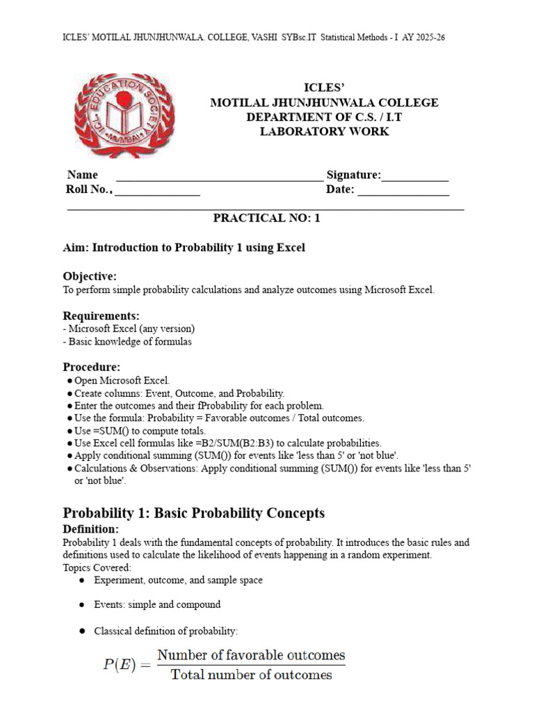 AY 25-26 SYIT Statistical Methods - I Lab Manual .Docx | PDF ...