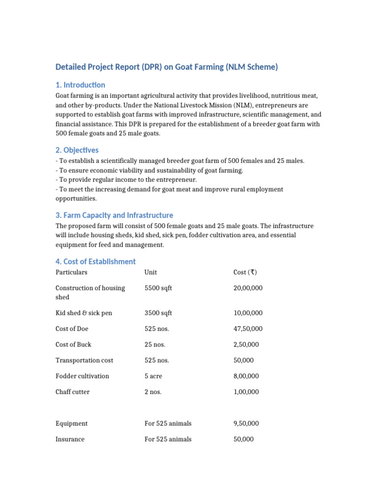 Goat Farming DPR under NLM Scheme | PDF | Internal Rate Of Return ...