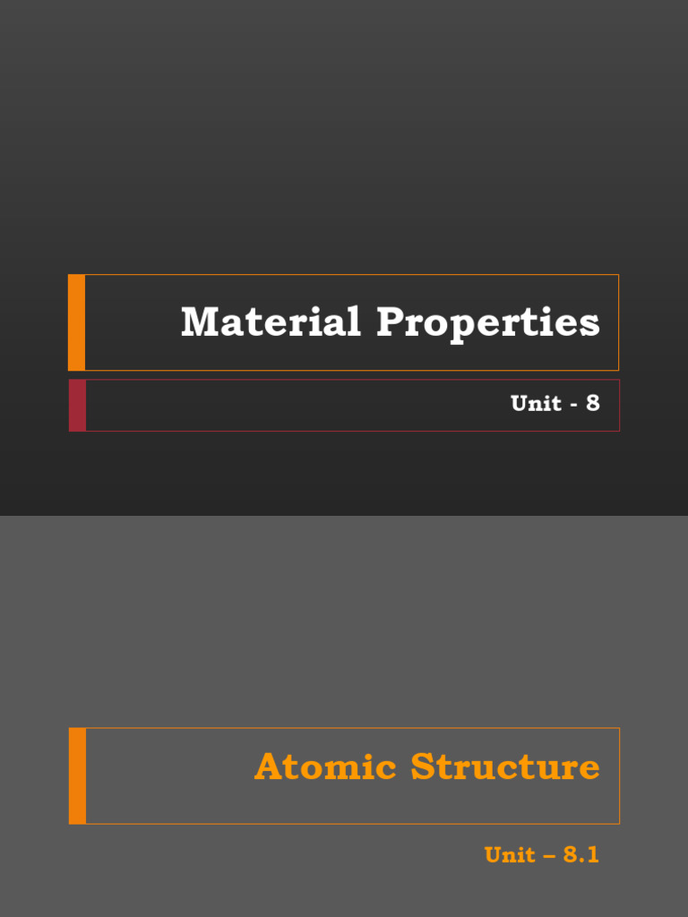 Unit - 8 Material Properties (CIS) | PDF | Atoms | Proton