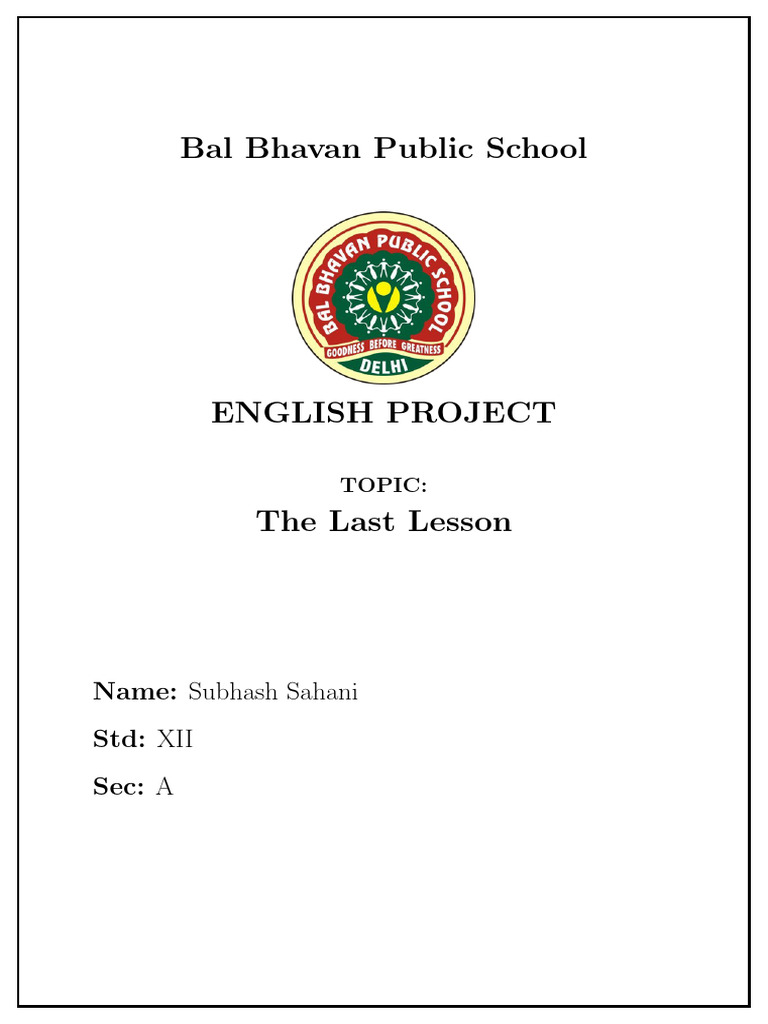 The Last Lesson: An English Project | PDF | First Language | Linguistics