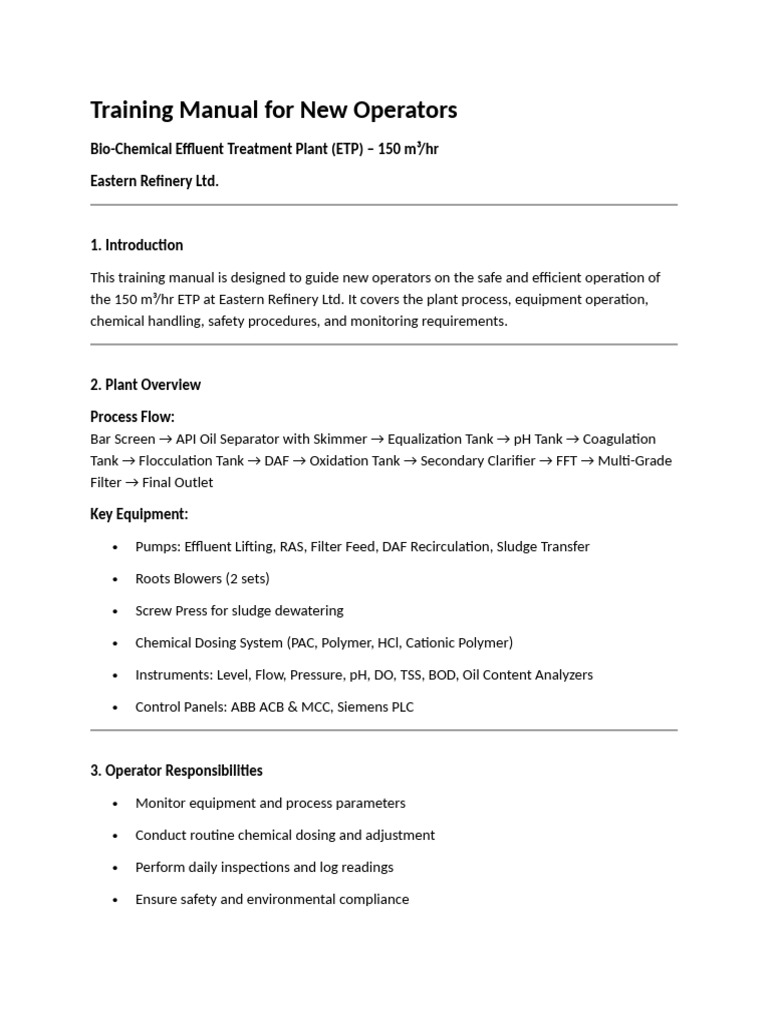 Training Manual for New Operators | PDF | Pump | Hydraulic Engineering