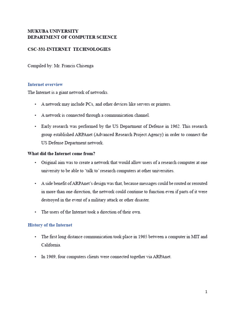 Internet Technologies Overview and History | PDF | Osi Model | Computer ...