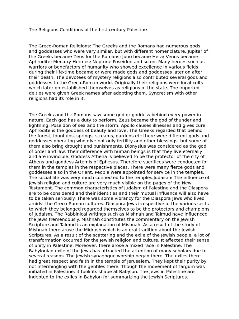 The Religious Conditions of The First Century Palestine | PDF ...