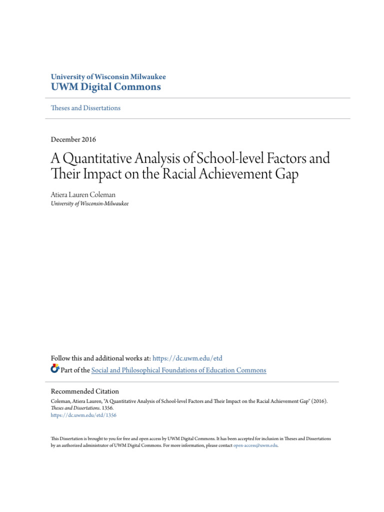 A Quantitative Analysis of School-Level Factors and Their Impact | PDF ...
