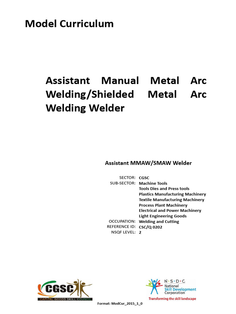 Assistant MMAW/SMAW Welder Curriculum | PDF | Welding | Construction