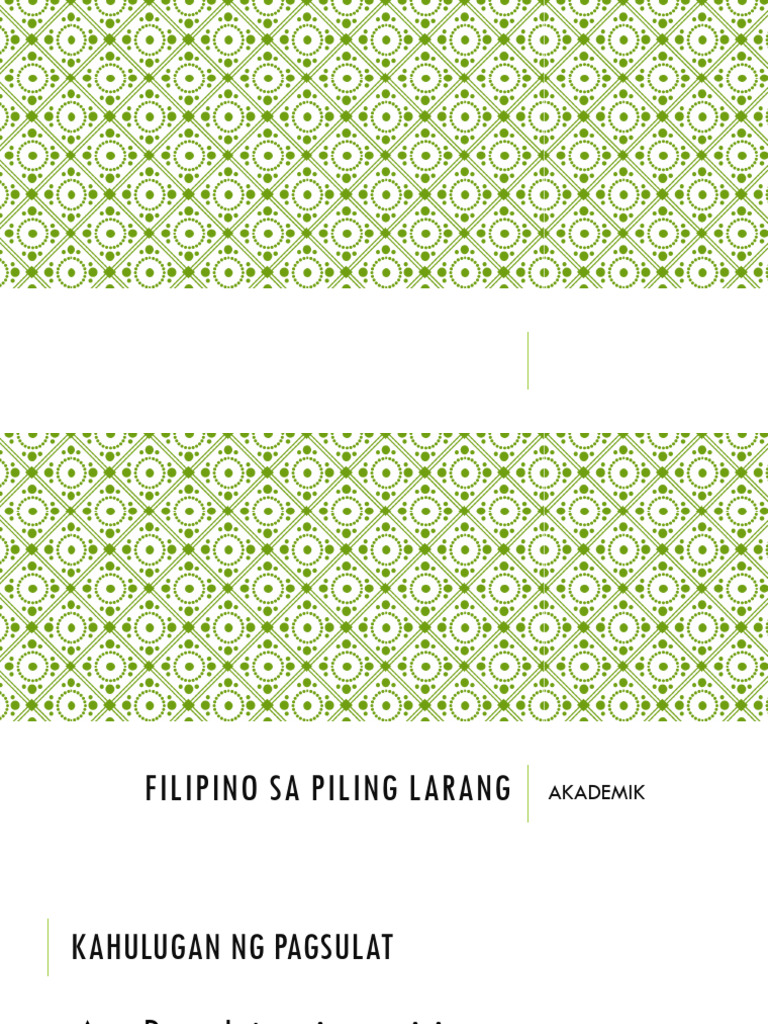 Filipino Sa Piling Larang Akademik 1 | PDF