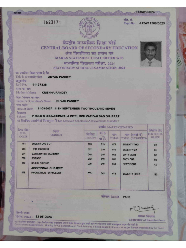 Class 10th Marksheet | PDF