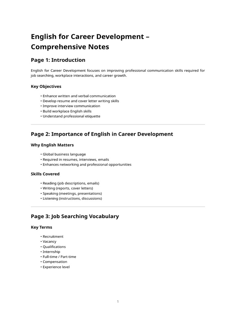 English for Career Development Guide | PDF | Résumé | English Language