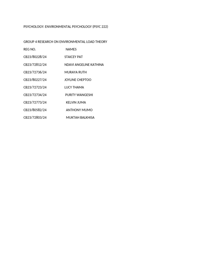 Group 4 Enviromental Psychology Assignment | PDF | Cognition ...