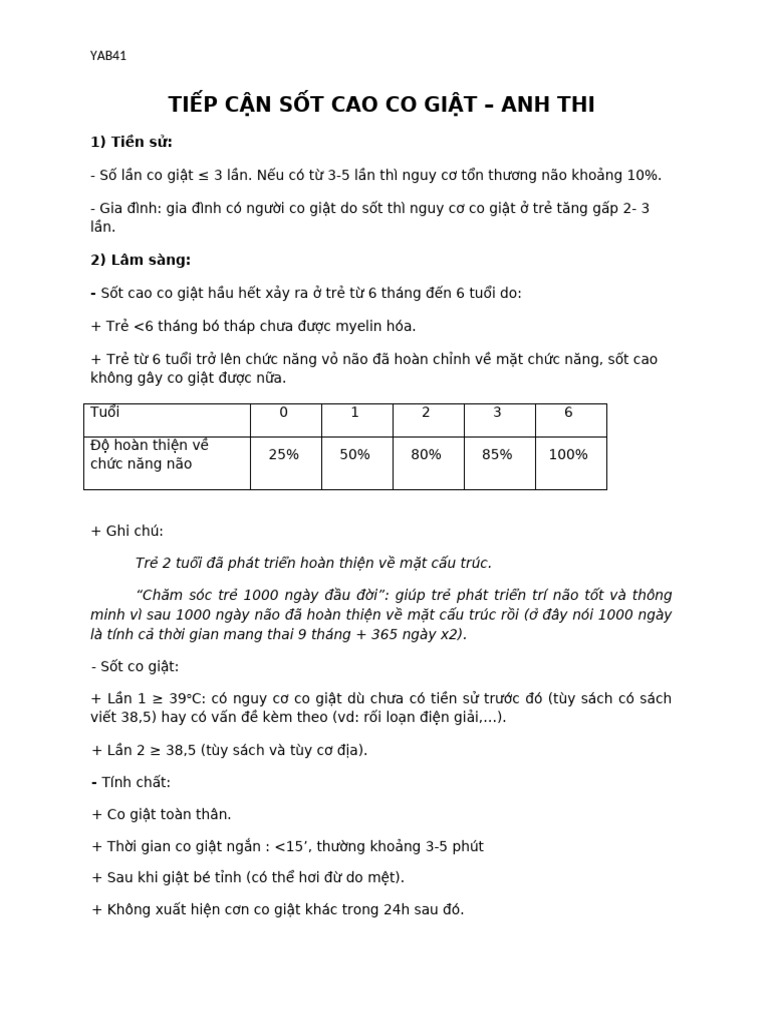 LS Nhi Sốt Cao Co Giật - Anh T | PDF