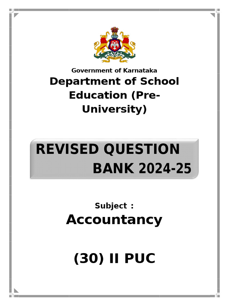 Karnataka II PUC Accountancy Question Bank | PDF | Balance Sheet ...