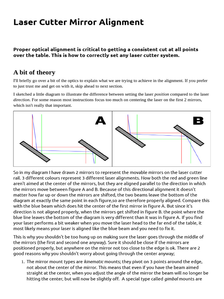 Laser Cutter Mirror Alignment Guide | PDF | Mirror | Optics