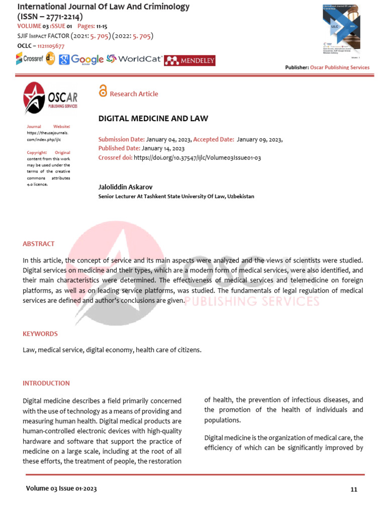 Digital Medicine and Legal Frameworks | PDF | Medicine | Health Care