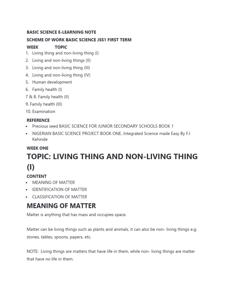 Basic Science- Jss1 1st Term | PDF | Gases | Foods
