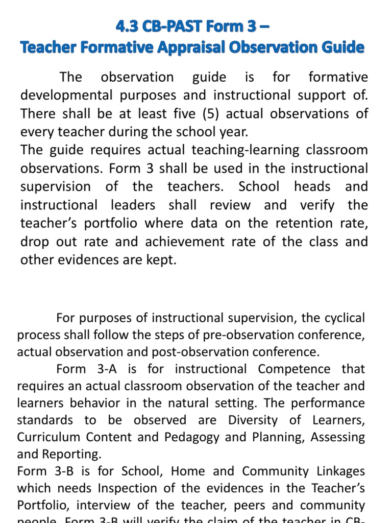 4.3 Observation Guide | PDF | Teaching Method | Teachers