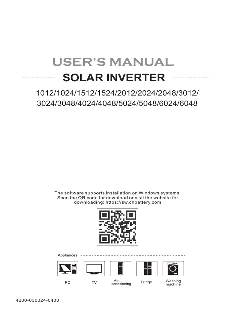 Solar Inverter Installation Manual | PDF | Power Inverter | Battery Charger