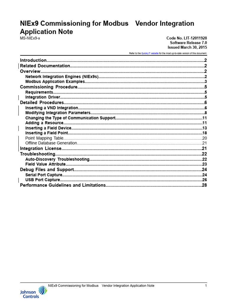 NIEx9 Modbus Vendor Integration Guide | PDF | Computer Engineering ...