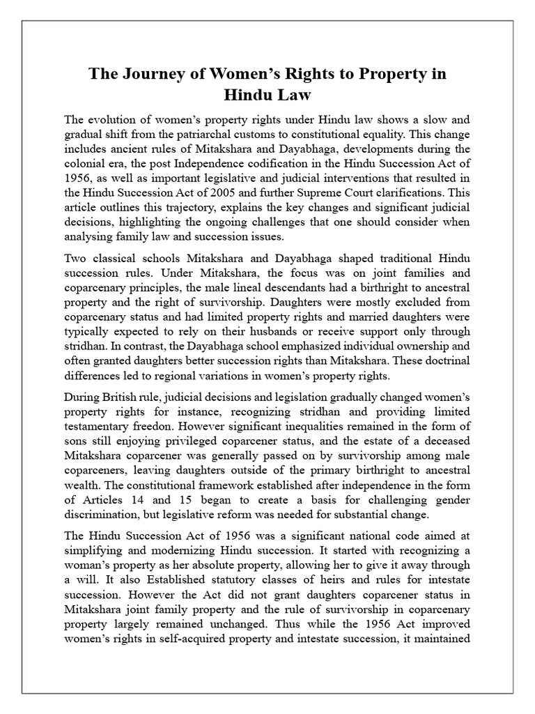Women's Right To Property | PDF | Property | Women's Rights