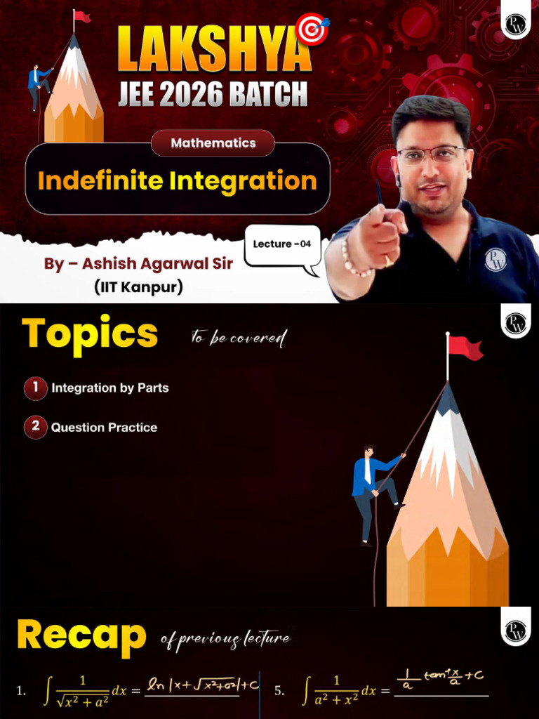 Indefinite Integration 04: Class Notes - Lakshya JEE 2026 | PDF