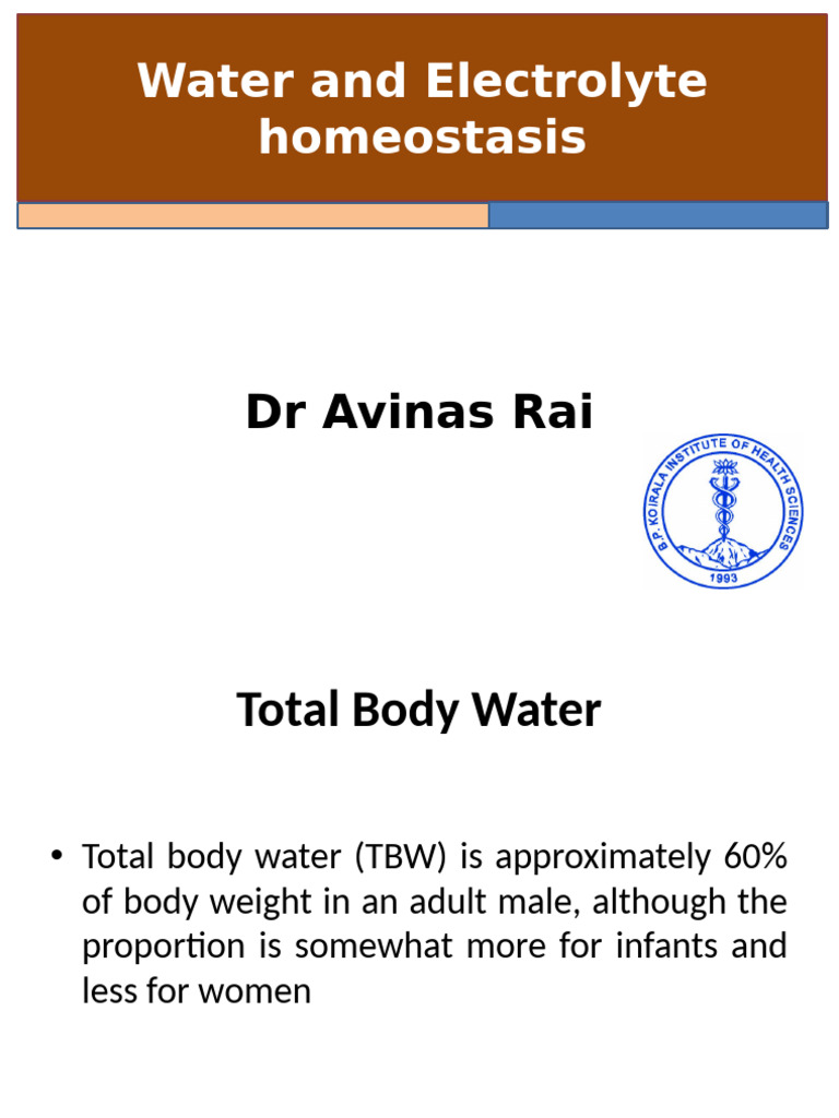 Water and Electrolyte Homeostasis (MBBS - 2024) | PDF | Potassium ...