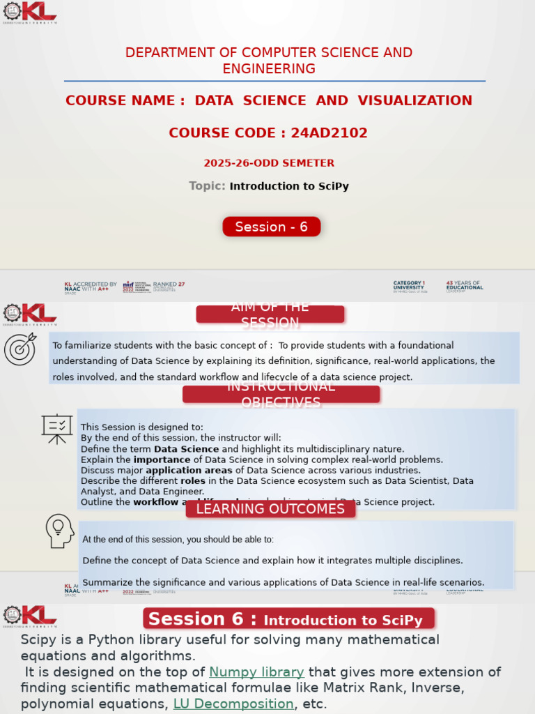 Introduction to SciPy for Data Science | PDF | Applied Mathematics