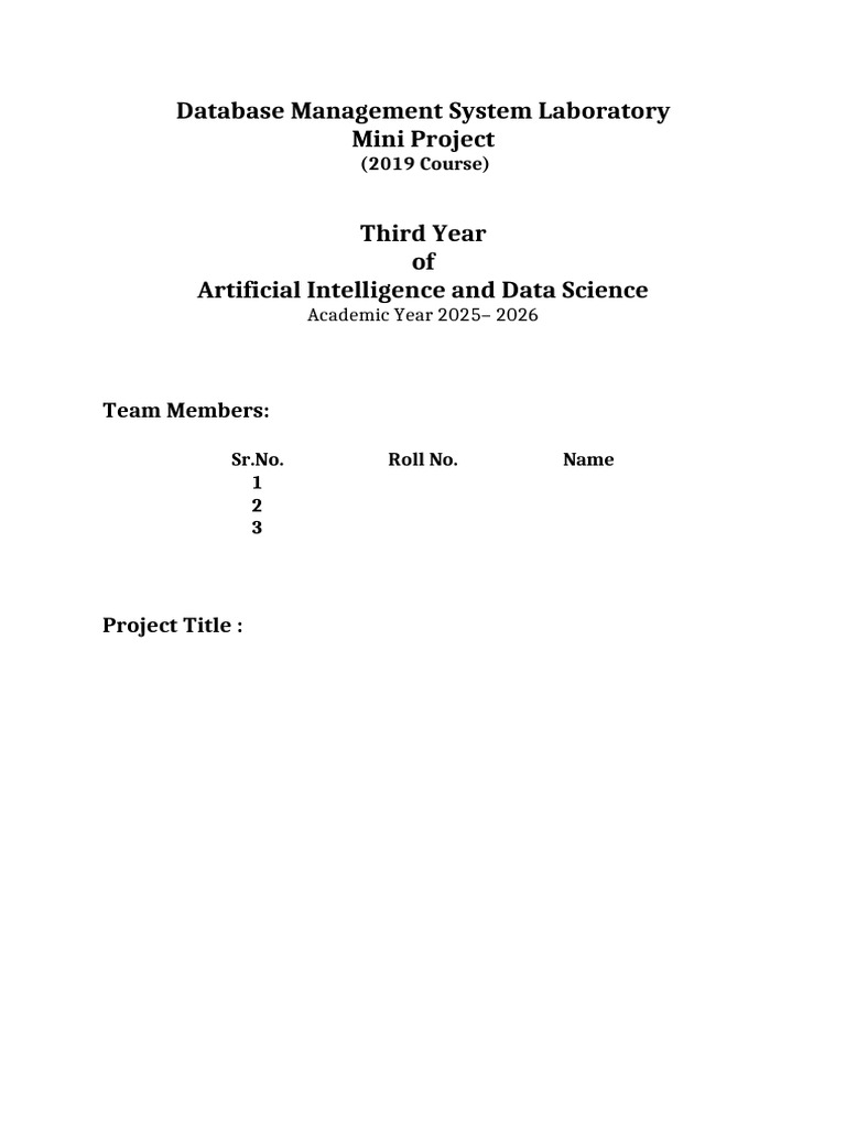 DBMS Mini Project Report 2025-26 | PDF