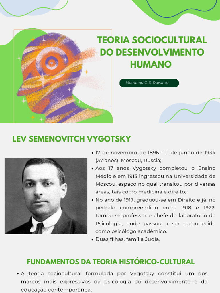 Teoria Sociocultural de Vygotsky | PDF | Aprendizado | Psicologia