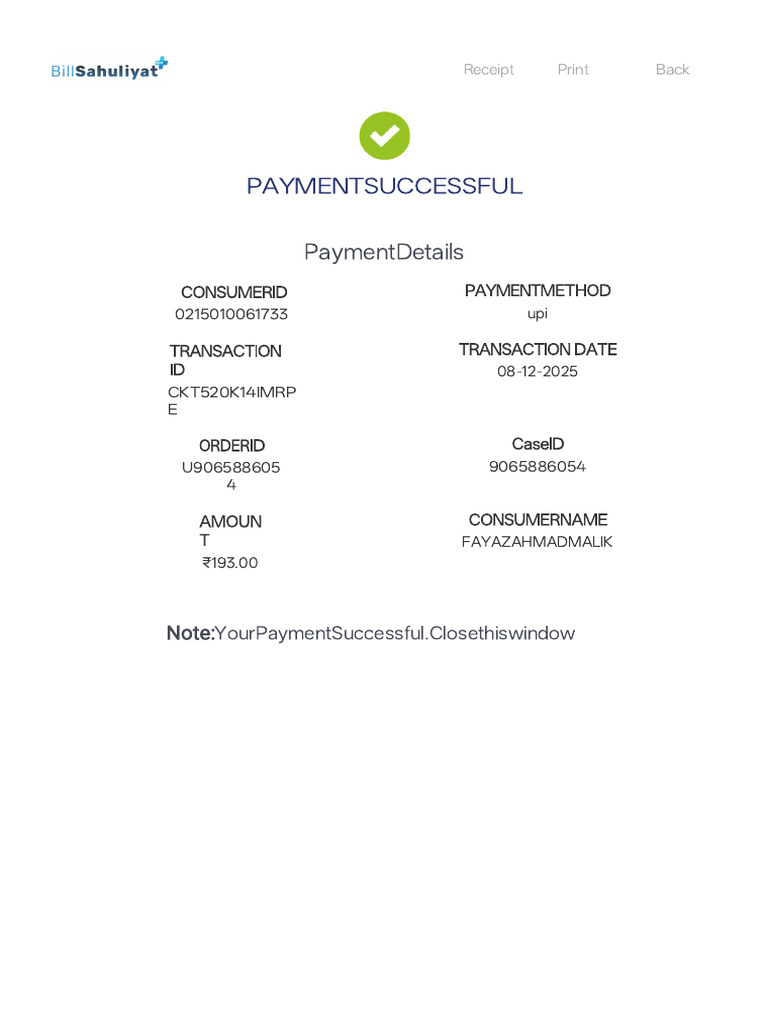 Payment Receipt for UPI Transaction | PDF