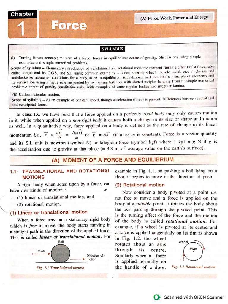 Force Class 10 | PDF