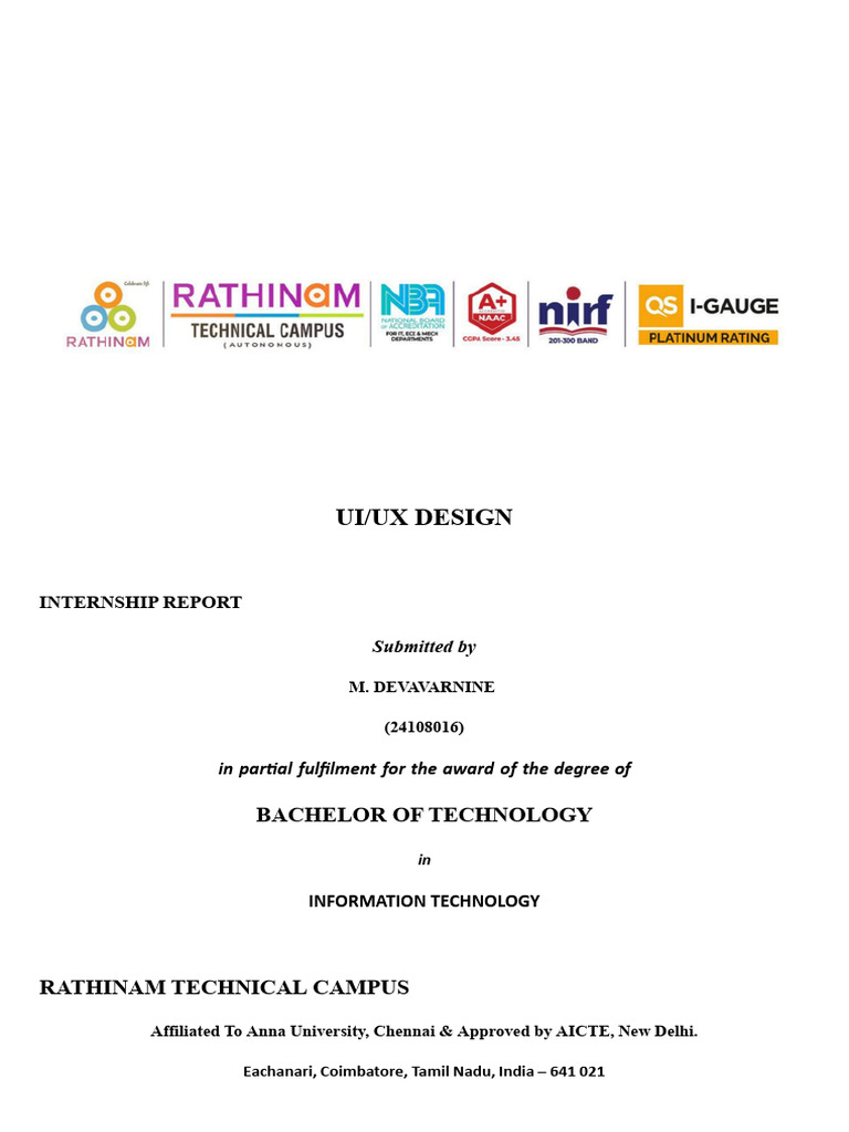 UI/UX Design Internship Report 2025 | PDF | Educational Stages