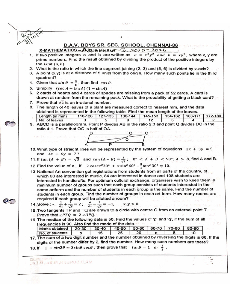 Class X Assignment | PDF