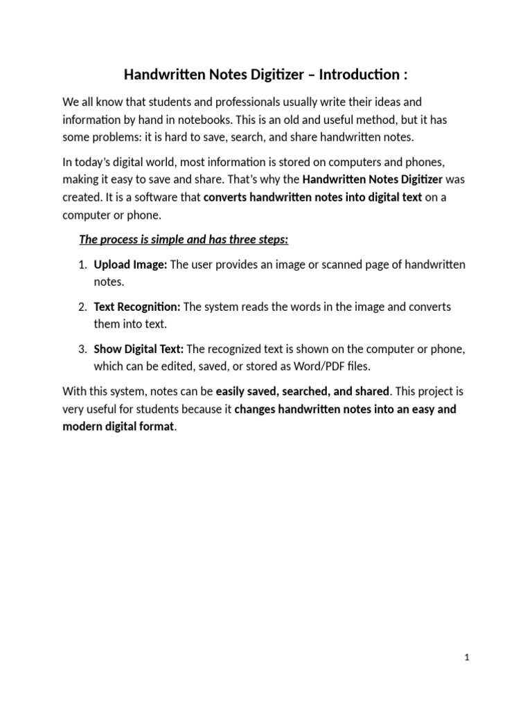 Handwritten Notes to Digital Text Converter | PDF | Optical Character ...