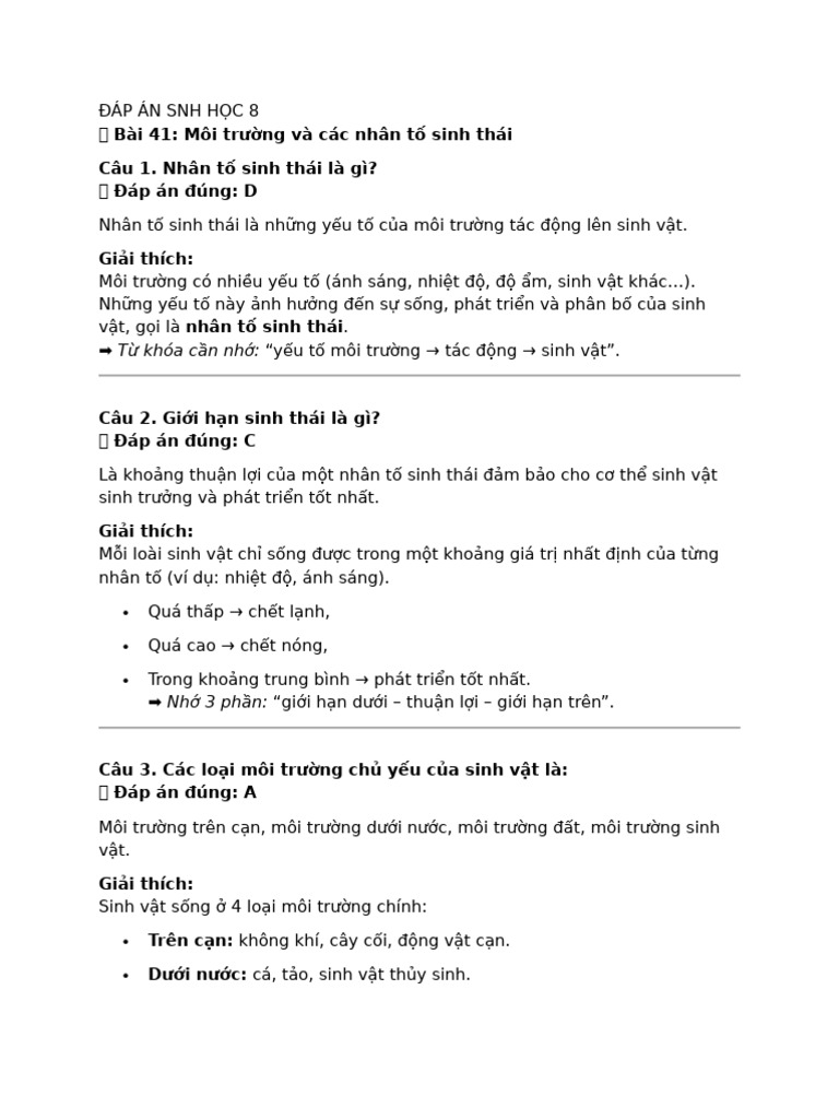 ĐÁP ÁN SNH HỌC 8 | PDF