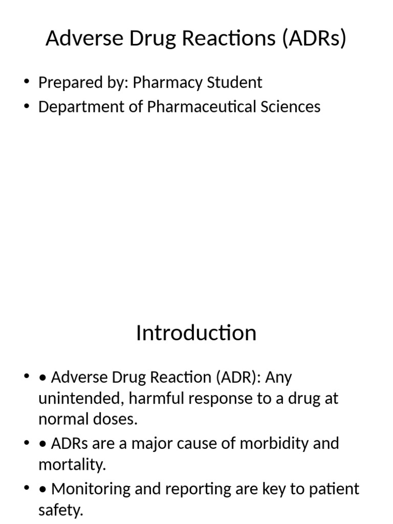 Understanding Adverse Drug Reactions | PDF | Pharmacovigilance | Chemistry