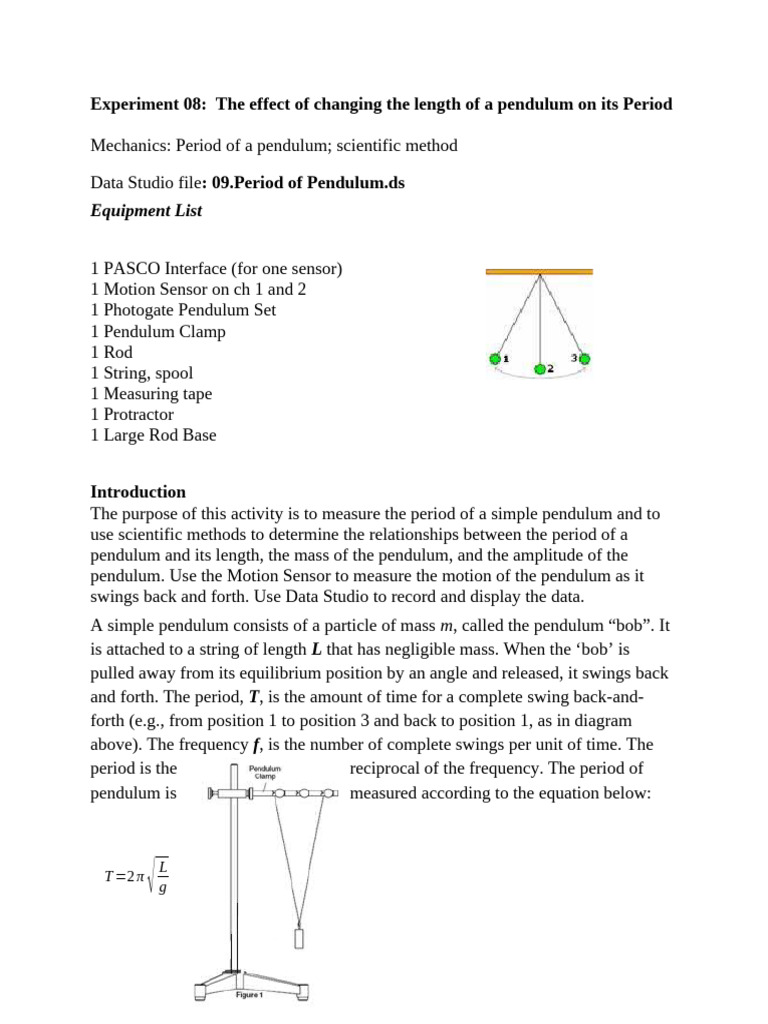 Experiment 08 Simple Pendulum | PDF | Pendulum | Frequency