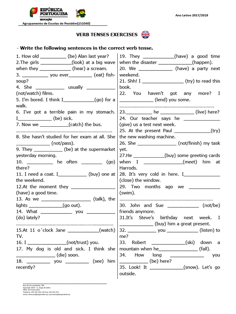 Verb Tenses Exercises for Students | PDF