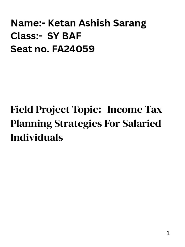 Field Project (1) | PDF | Taxes | Income Tax