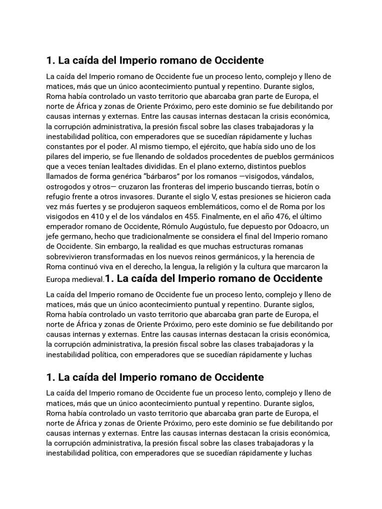 Causas de la caída del Imperio romano | PDF | imperio Romano | Roma antigua