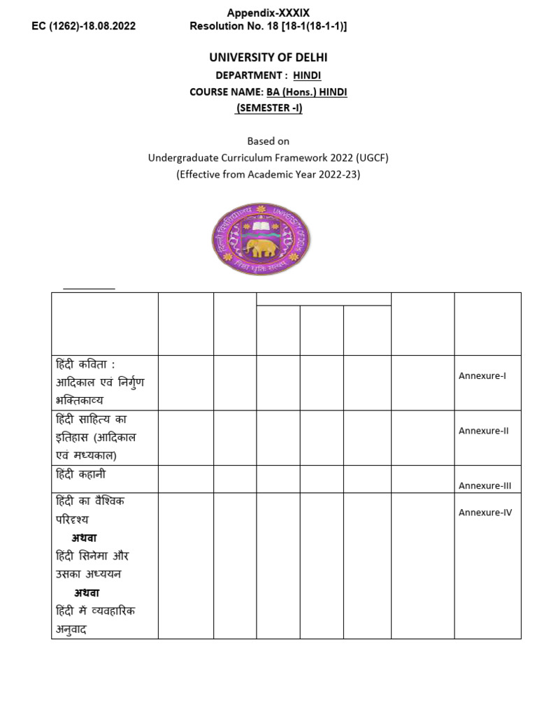 39 Appendix-XXXIX (Hindi) | PDF | Educational Stages | Academic Degree