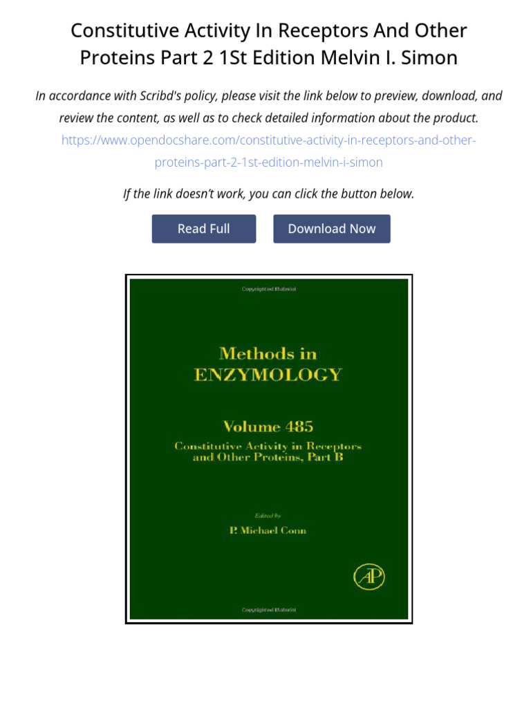 Constitutive Activity in Receptors and Other Proteins Part 2 1st Edition  Melvin I. Simon | PDF | Receptor (Biochemistry) | Enzyme, image size:768x1024