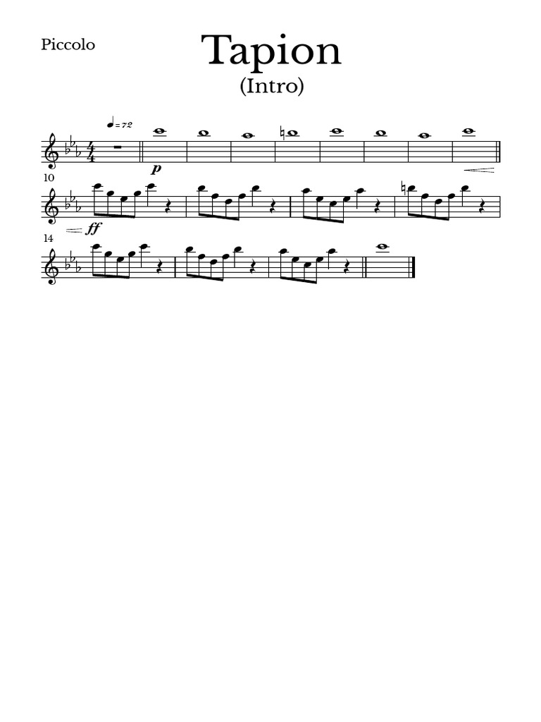 Tapion Intro Sheet Music for Instruments | PDF