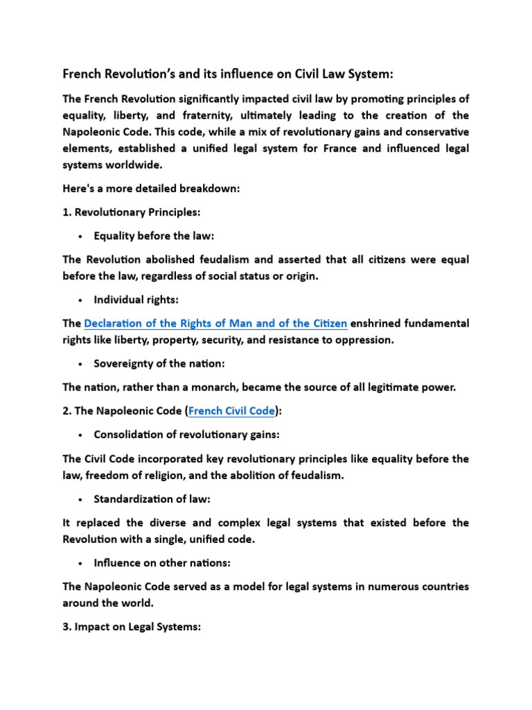 French Revolution and Its Impact on Civil Law System | PDF