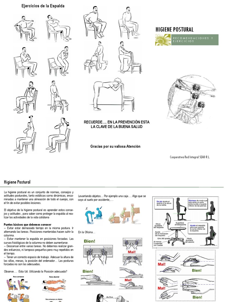 Charla Higiene Postural PDF | PDF | Dolor lumbar | Factores humanos y ...