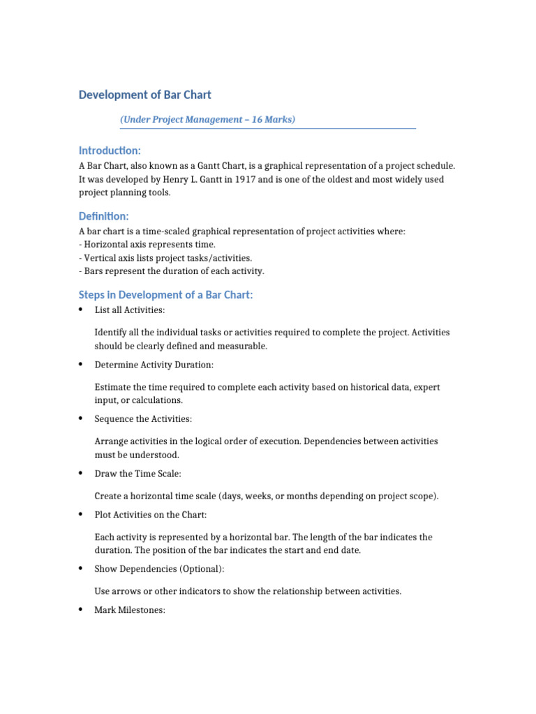 Development of Bar Chart Project Management | PDF | Project Management